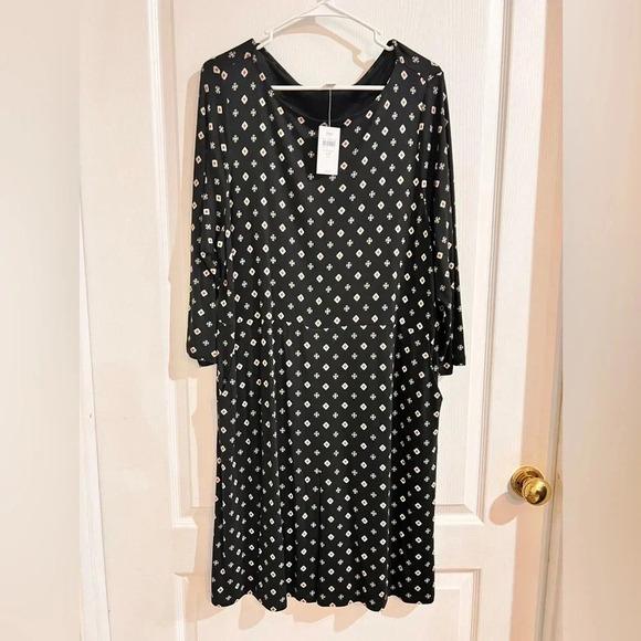 FINAL PRICE J. Jill Geometric Print Jersey Knit Shirt Dress with Pockets - Picture 2 of 11